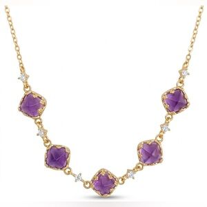 SGB16 S925 Stamped Natural Amethyst Bracelet 6.5+2”